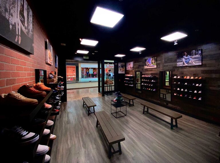 Different wide angle view of PANAM shoe store
