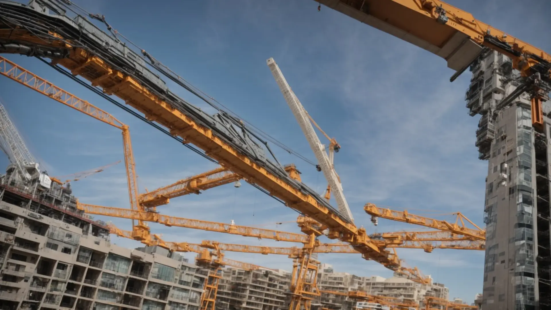 cranes towering over the skeletal framework of a high-rise building against the san diego skyline.