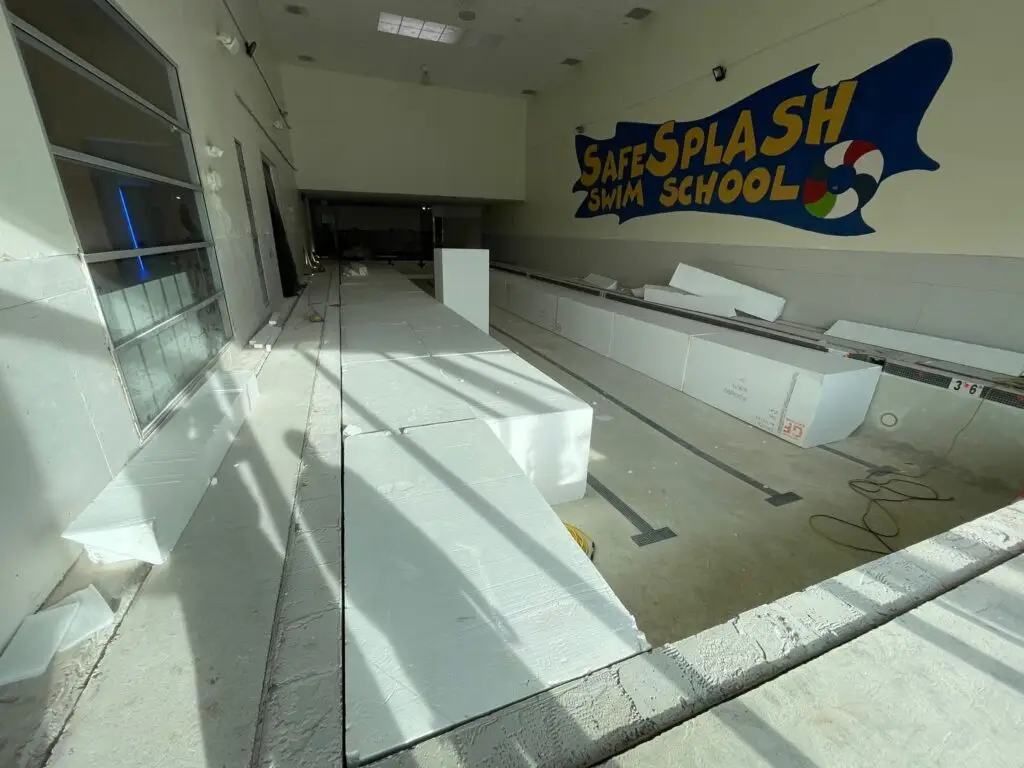 empty fitness room with blocks of woods and concrete