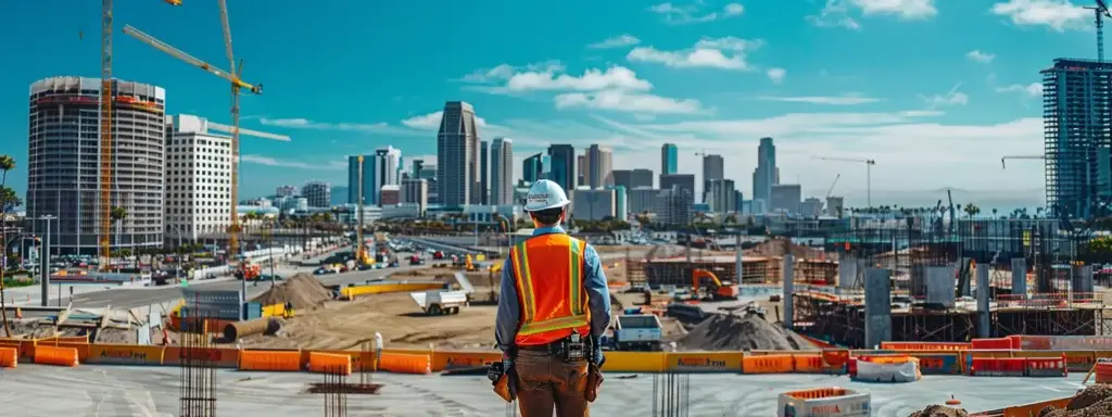 a construction worker in san diego flawlessly overseeing a project with precision and attention to detail.